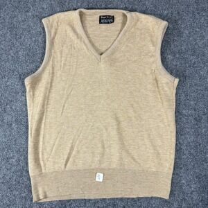 NWT Vintage Royal Knight Sweater Vest XL Tan Orlon Acrylic USA Made Deadstock